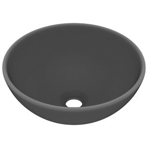 vidaXL Мивка за баня лукс кръгла тъмносив мат 32,5x14 см керамика