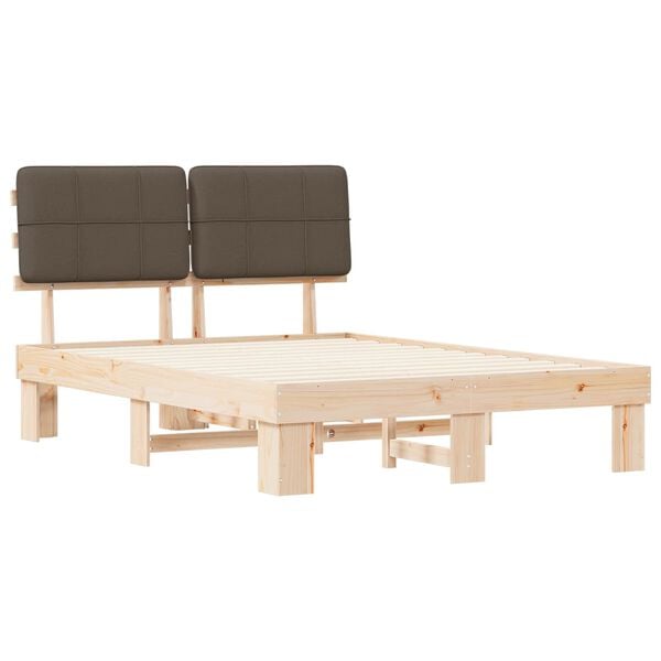 vidaXL Леглова рамка с тапицирана гръбна част Таупе 120 x 190 cm