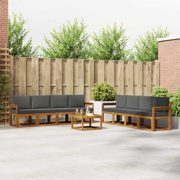 vidaXL Комплект дивани за открито 9 pcs Натурален и Антрацит