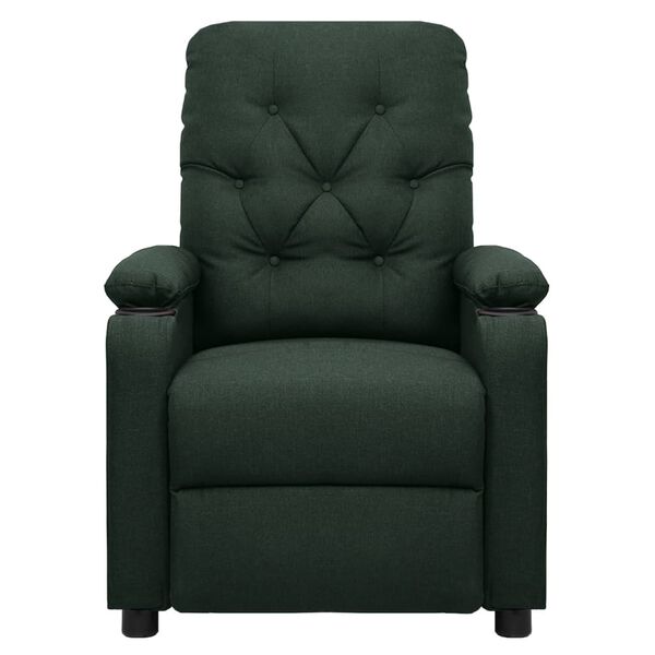 vidaXL Електрически масажен стол, тъмнозелен, текстил