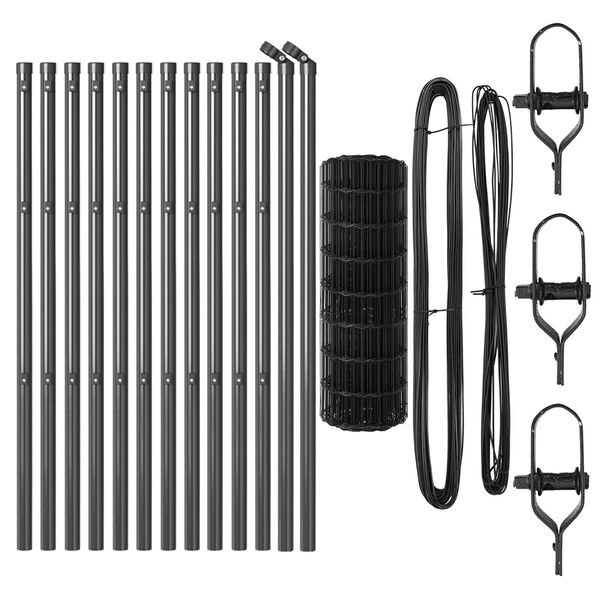 vidaXL Ограда с пост Сив 0,6 x 25 м Стомана и PVC