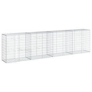 vidaXL Габионна кошница с покритие, 400x50x100 см, поцинковано желязо