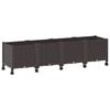 vidaXL Градинска саксия с колела Кафяво 160 x 40 x 44 см ПП