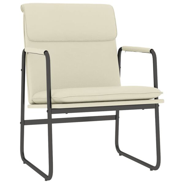 vidaXL Стол шезлонг, кремав, 55x64x80 см, изкуствена кожа