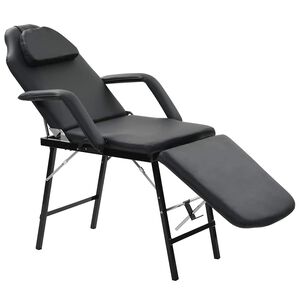 vidaXL Преносим козметичен стол, изкуствена кожа, 185x78x76 см, черен