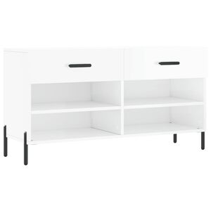 vidaXL Пейка за обувки, бял гланц, 102x35x55 см, инженерно дърво