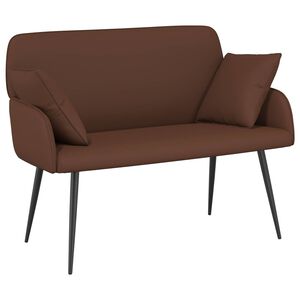 vidaXL Двуместен диван с метални крака 2-местен Кафяво Изкуствена кожа