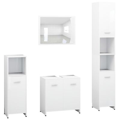 vidaXL Комплект мебели за баня от 4 части, бял, ПДЧ