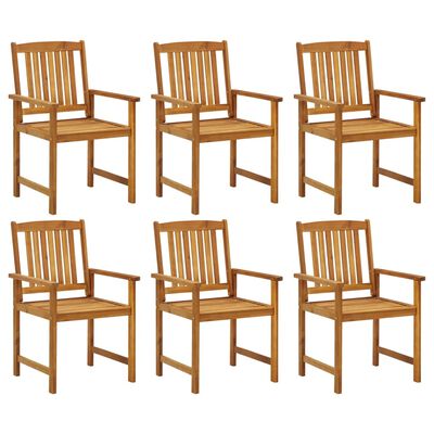 vidaXL Градински столове с възглавници, 6 бр, акация масив
