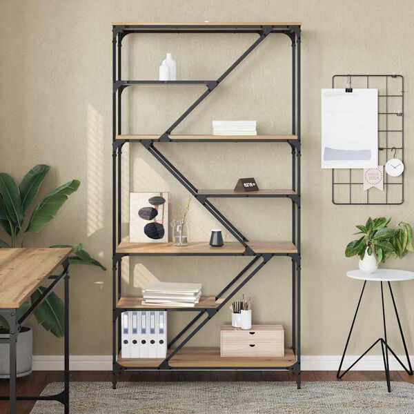 vidaXL Рафт за книги Дъб 91 x 36 x 176 см Инженерно дърво