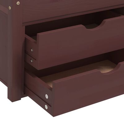 vidaXL Рамка за легло чекмеджета/шкаф тъмнокафява бор масив 90x200 см