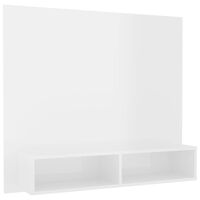vidaXL Стенен ТВ шкаф, бял гланц, 102x23,5x90 см, ПДЧ