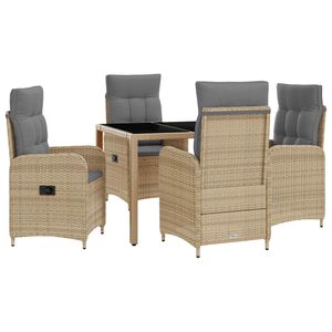 vidaXL Комплект за хранене на открито 5 pcs Бежов и Светло Сив