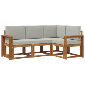 vidaXL Комплект дивани за открито 4 pcs Естествено и светло сиво
