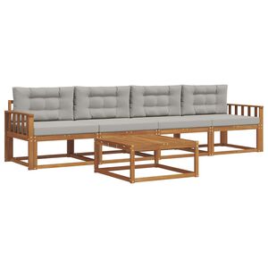 vidaXL Комплект дивани за открито 5 pcs Естествено и светло сиво