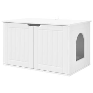 vidaXL Къща за котки Бяло 85 x 55 x 50,5 см Инженерна дървесина