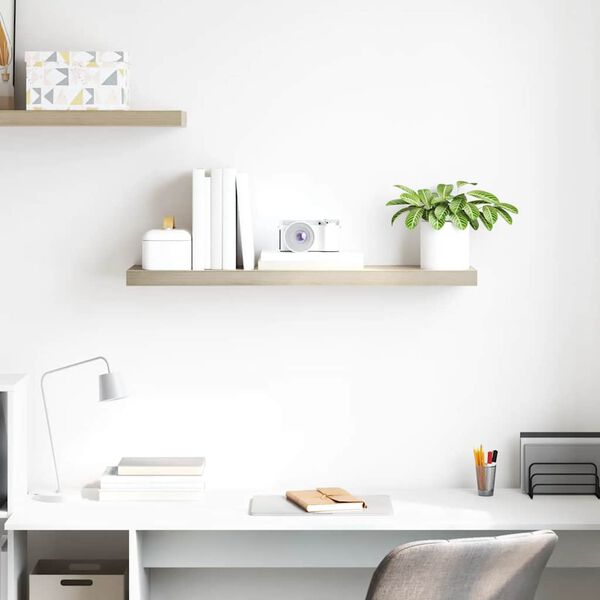 vidaXL Окачен стенен рафт, дъб, 90x23,5x3,8 см, МДФ