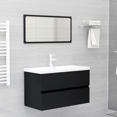 vidaXL Долен шкаф за мивка, черен, 80x38,5x45 см, ПДЧ