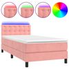 vidaXL Боксспринг легло с матрак и LED, розово, 100x200 см, кадифе
