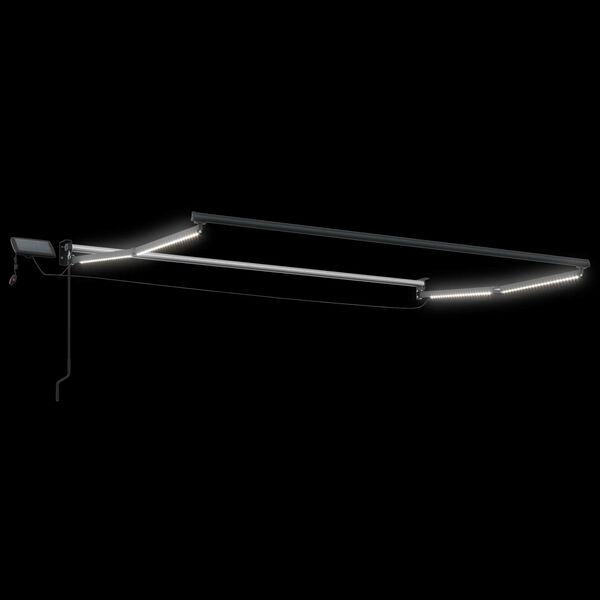 vidaXL Ръчен изтеглящ сенник с LED светлини Кафяво 3 x 2,5 m