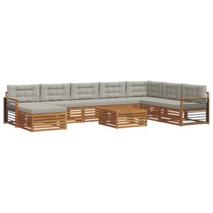 vidaXL Комплект дивани за открито 9 pcs Естествено и светло сиво