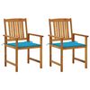 vidaXL Градински столове с възглавници, 2 бр, акация масив