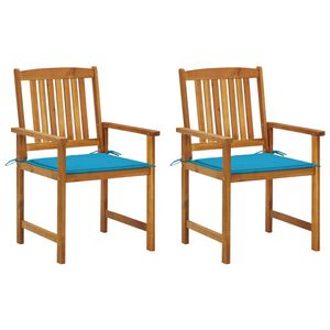 vidaXL Градински столове с възглавници, 2 бр, акация масив