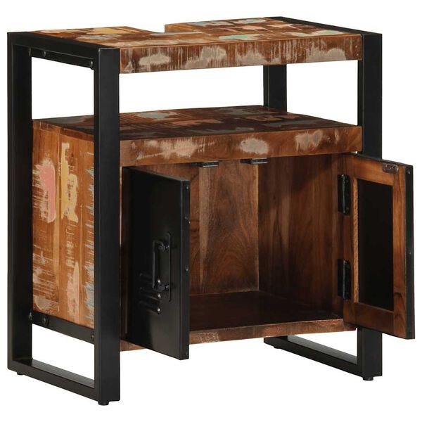 vidaXL Шкаф за мивка в банята Масивна дървесина Възстановена