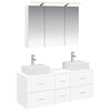 vidaXL Комплект мебели за баня 4 pcs Бяло Инженерна дървесина и стъкло