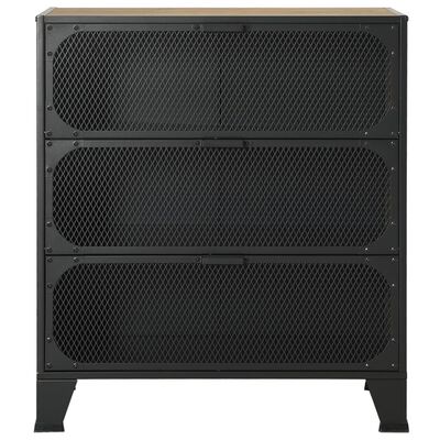 vidaXL Шкаф за съхранение, рустик кафяво, 72x36x82 см, метал и МДФ