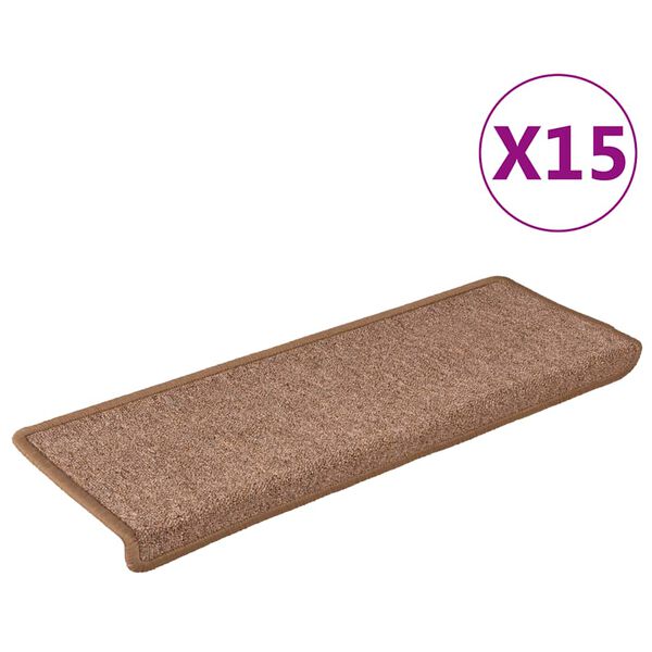 vidaXL Изтривалки за стълби 15 бр. 65x21x4 см, кафяви, правоъгълни, кант