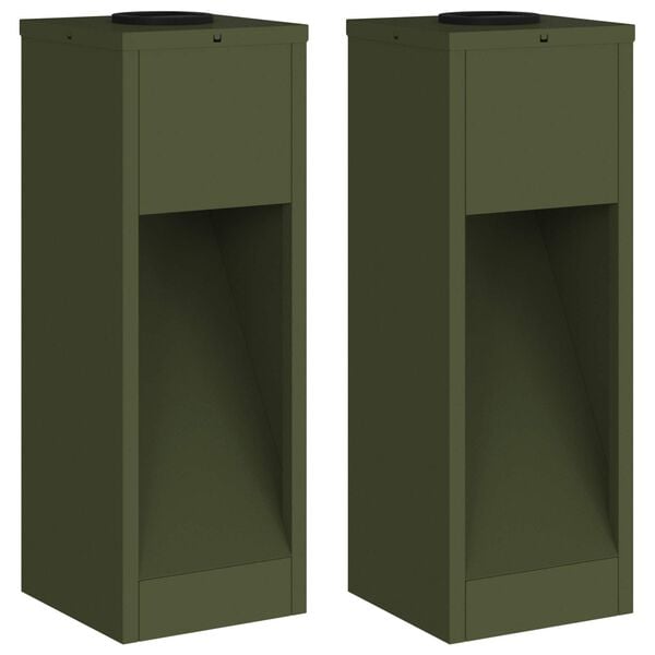 vidaXL Слънчев LED светлинен указател 2 pcs Маслинено зелено