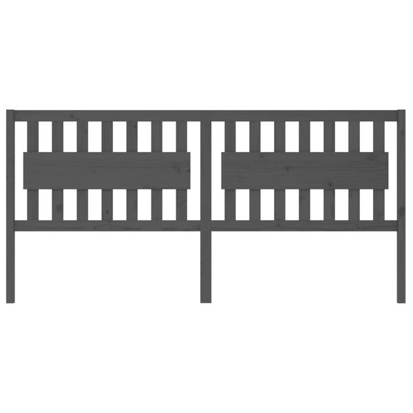 vidaXL Горна табла за легло, сива, 205,5x4x100 см, бор масив