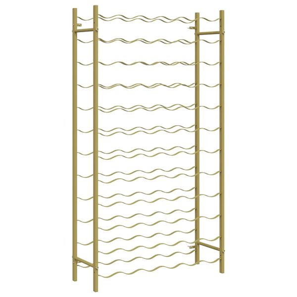 vidaXL Стойка за вино за 72 бутилки, златиста, метална