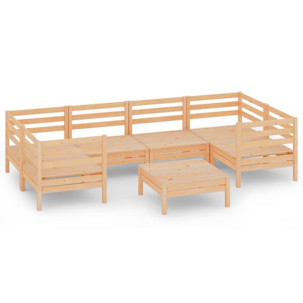 vidaXL Градински лаундж комплект, 7 части, бор масив