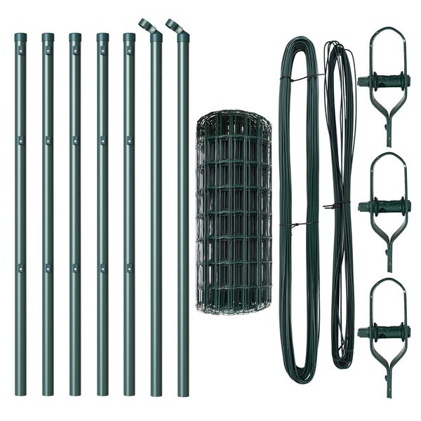 vidaXL Ограда с пост Зелен 0,6 x 10 м Стомана и PVC