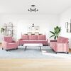 vidaXL Комплект дивани от 3 части с възглавници, розов, кадифе