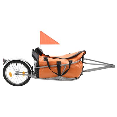 vidaXL Товарно ремарке за велосипед със сак, оранжево и черно