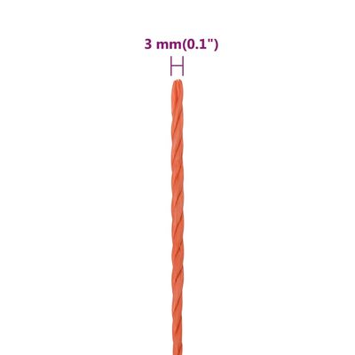 vidaXL Работно въже, оранжево, 3 мм х 25 м, полипропилен