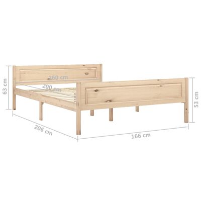 vidaXL Рамка за легло, борова дървесина масив, 160x200 cм