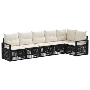 vidaXL Градински Софа Комплект 6 pcs Черно полиратан