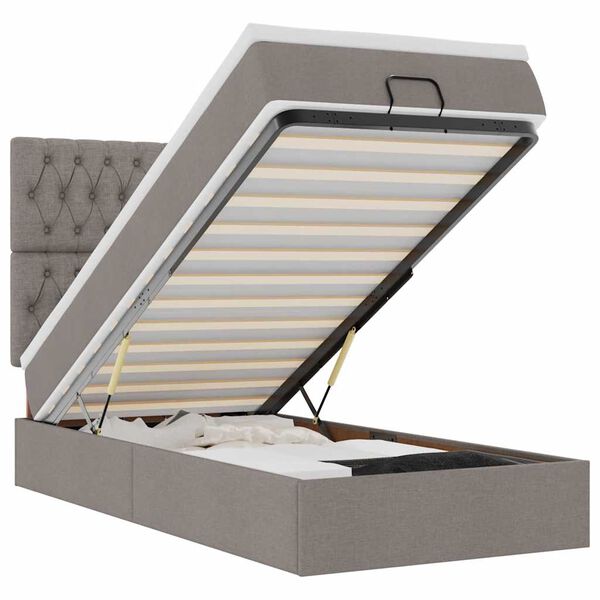 vidaXL Османска легло с матрак, таупе, 90x190 см, плат