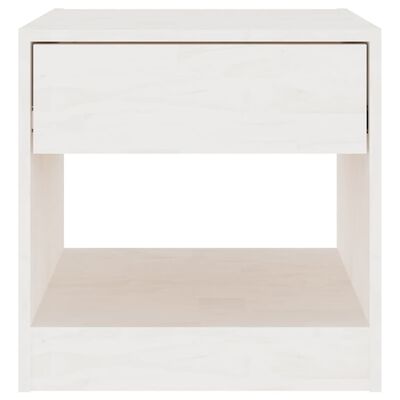 vidaXL Нощно шкафче, бяло, 40x31x40 см, бор масив