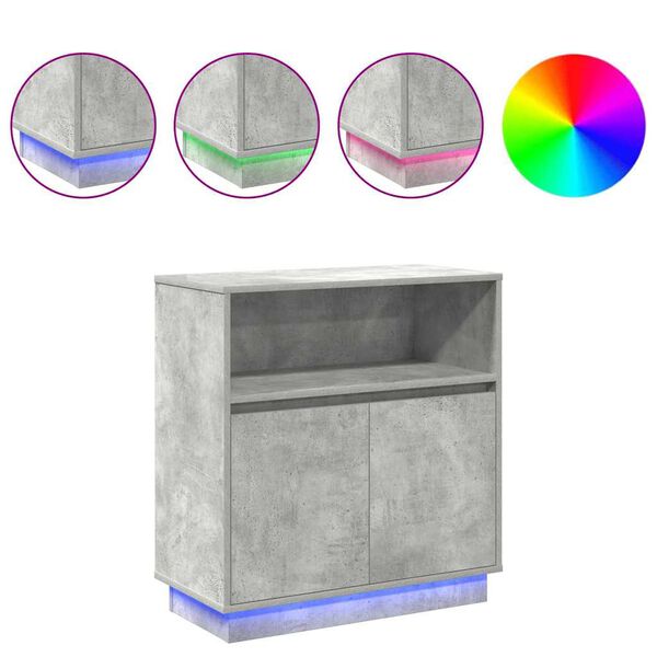 vidaXL LED конзолна маса Бетонно сиво 71 x 34,5 x 75 см