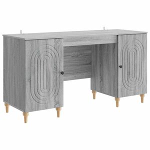 vidaXL Бюро с рафт Сива сонома 142,5 x 50 x 75 см Инженерна дървесина