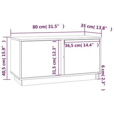 vidaXL ТВ шкаф, 80x35x40,5 см, бор масив