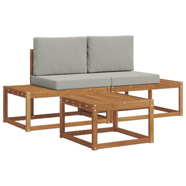 vidaXL Комплект дивани за открито с възглавница 3 pcs Естествен