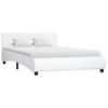 vidaXL Рамка за легло с LED, бяла, изкуствена кожа, 140x200 cм