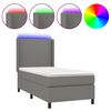 vidaXL Боксспринг легло с матрак и LED, тъмносиво, 100x200 см, плат