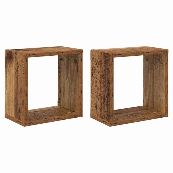 vidaXL Стени за рафтове с рафт 2 pcs Старо дърво 26 x 15 x 26 cm